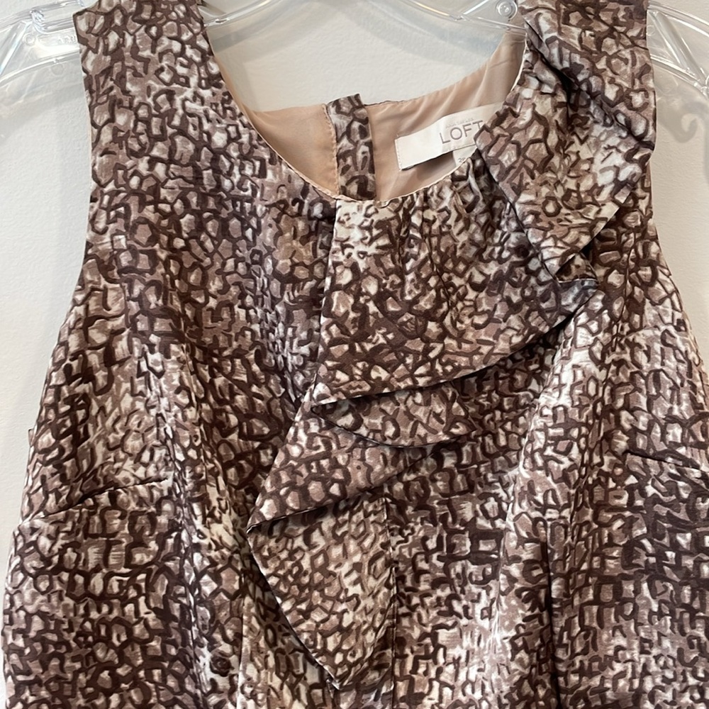 NWOT Elegant Brown Patterned Dress